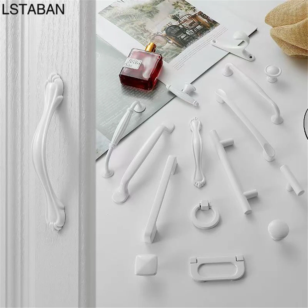 Modern Minimalist Kitchen Cabinet Handle White Aluminum Alloy Furniture Door Knob Simple Cupboard Wardrobe Hardware Drawer Pull