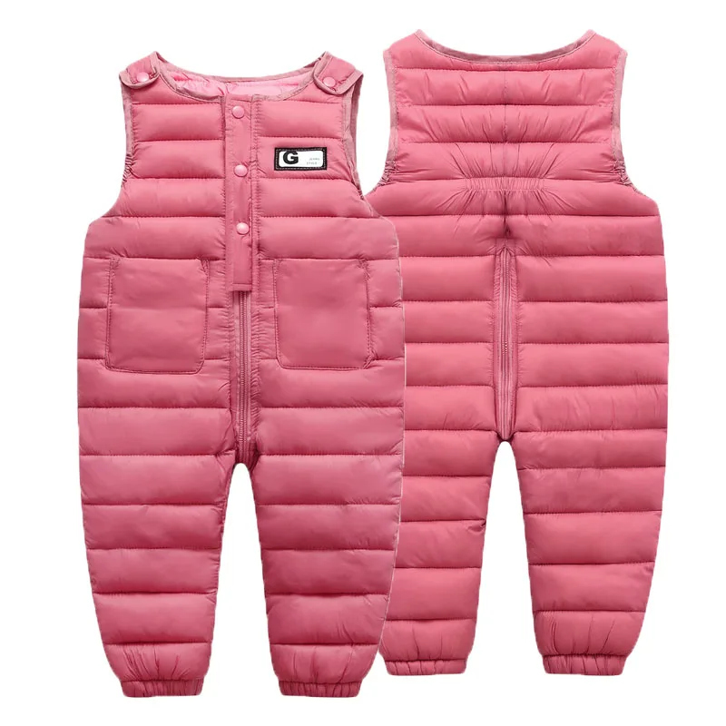 

Зимние пуховые комбинезоны для мальчиков, теплые брюки-рюкзаки для девочек, спортивные штаны для катания на лыжах, осенний новый комбинезон, брюки, детский повседневный комбинезон