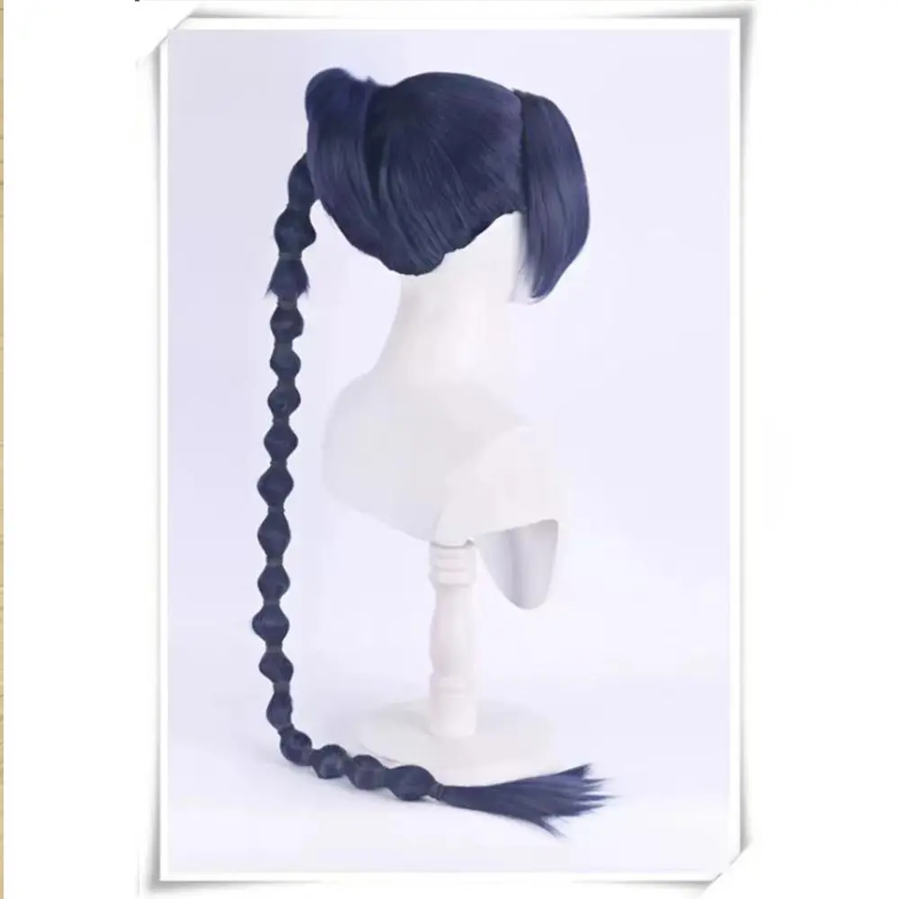 Cosplay pruik, Assassin Wu Liuqi, pruimenbloesem dertien, zwarte en blauwe stijl, afneembare paardenstaart