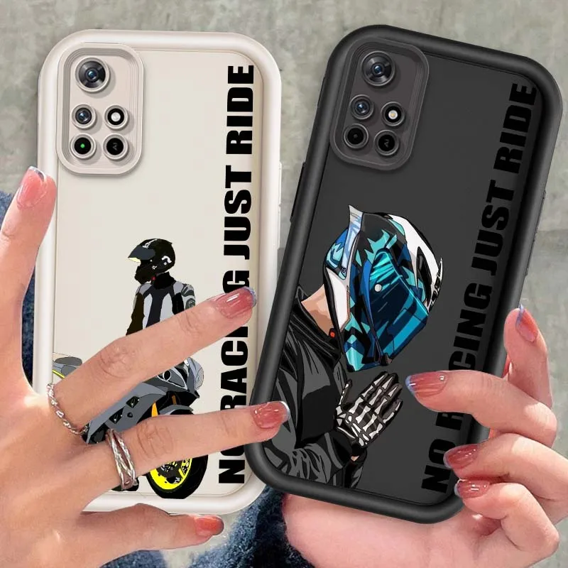 

Motorcycle Rider Anime Phone Case For Xiaomi Redmi Note 14 13 13R 12 12R 11 11E 11T 11S Pro Plus 5G Eye Ladder Cover