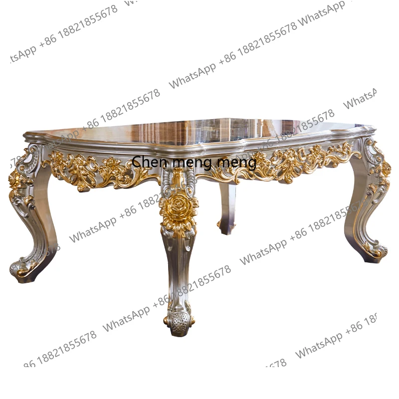

European square table American villa marble dining table and chair combination all solid wood rectangular dining table