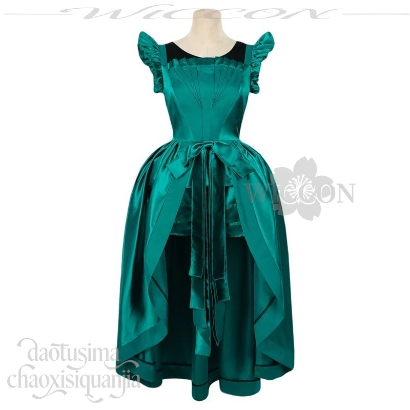 Agnes Cosplay Anime Movie Wed Classical Lolita Ball Dance Uniform Green Sleeveless Silk Long Dress Halloween Christmas Party Cos view 6