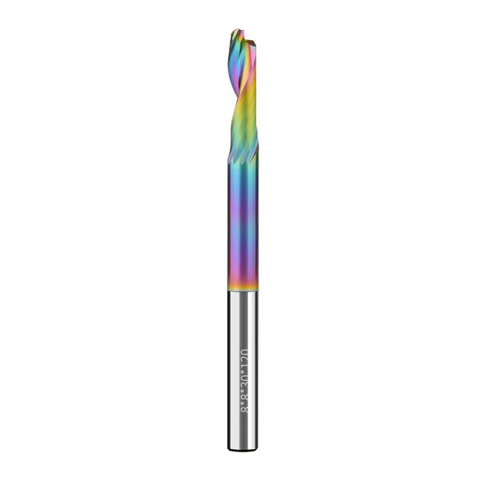 1pc Single Flute Carbide Spiral End Mill  Colorful Single-Edge Aluminum Milling Cutter Aluminum Alloy Punching Step Drill Wood