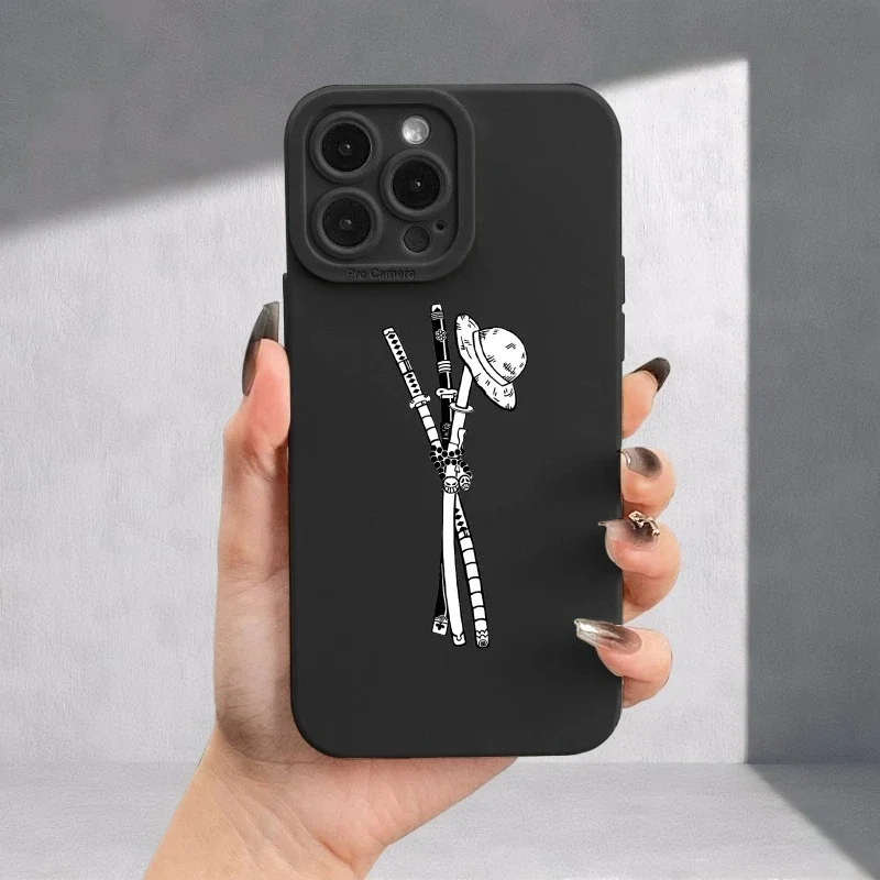 Capa Fosca para Celular com Chapéu e Espada para iPhone 17 16 16E 15Pro 14Plus 13 12Pro 11 Pro SE4 Max XS Mini Capa Traseira