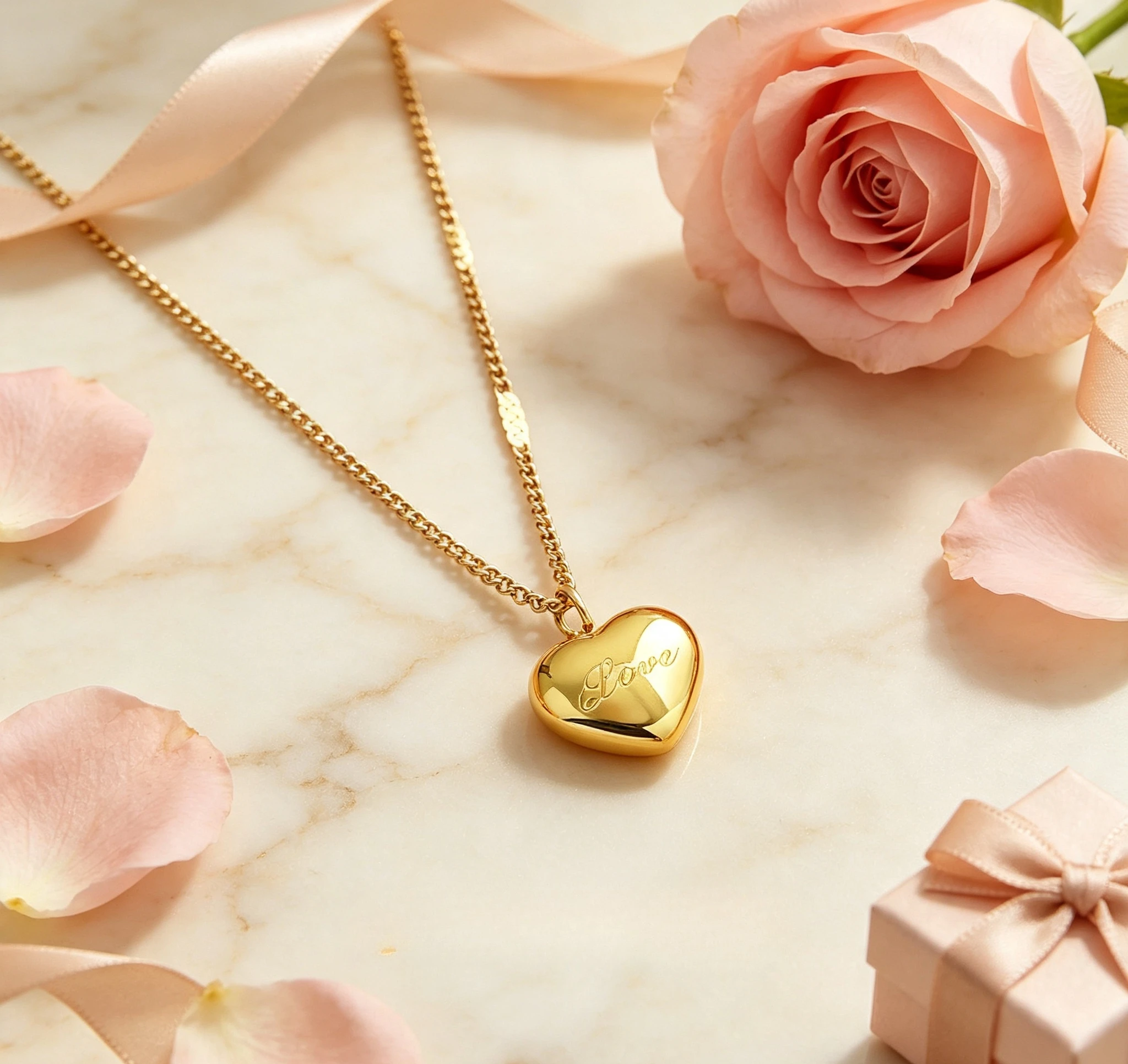 Pure Gold real gold Women's Love Love Pendant Necklace Collarbone Giving gifts for friends