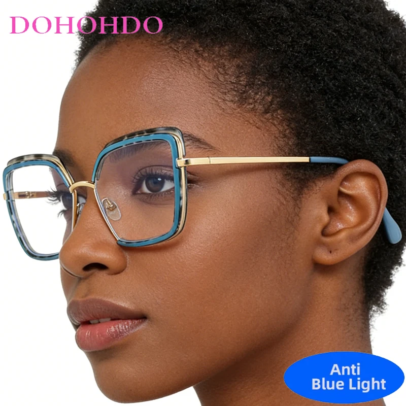 

Luxury Designer Oversized Square TR90 Blue Light Blocking Glasses Women Men Fashion Computer Eyeglasses Gaming Glasses Unisex