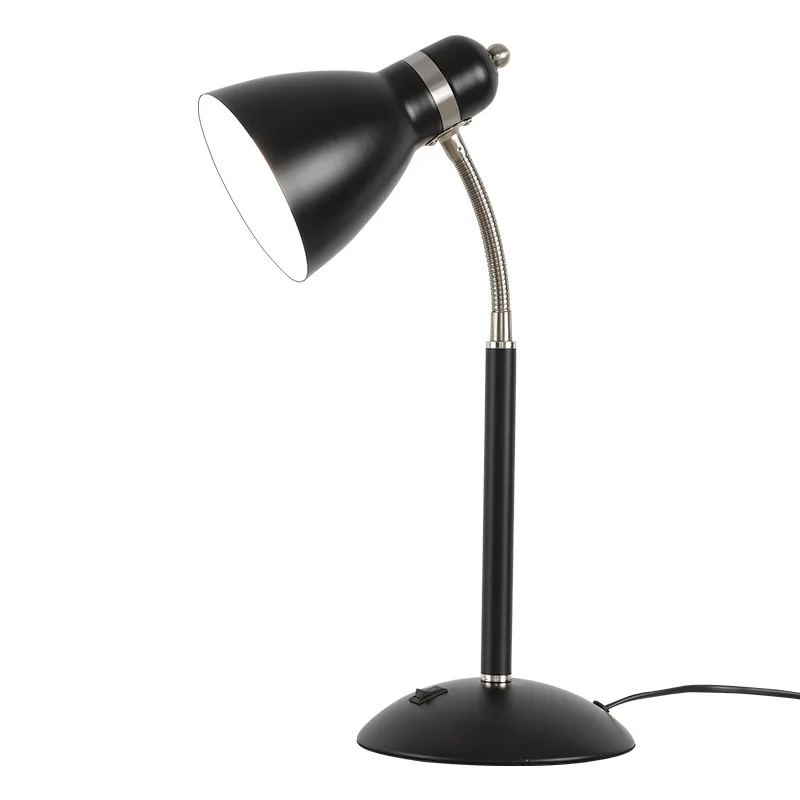 Nordic Simple Retro Metal LED Eye Protection Desk Lamp Learning Reading Office Lamp Dormitory Wrought Iron Bedroom Bedside Lamp