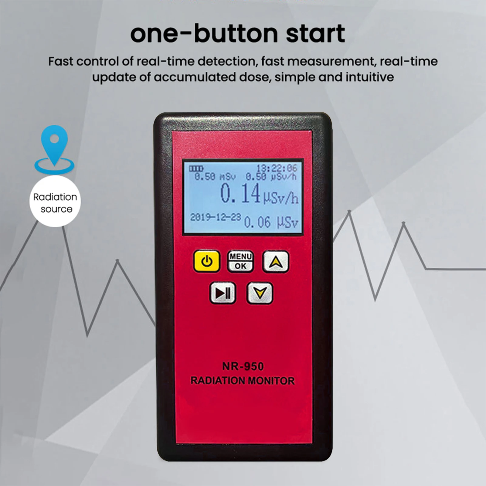 

NR-950 Ручной портативный детектор ядерного излучения ЖК-дисплей Бытовой тестер радиоактивности Счетчик Гейгера β Y Обнаружение рентгеновского излучения
