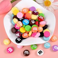 20pcs Resin Candy Chocolate Beads M Beans Flatback Cabochon Applique Figurines Ornament Jewelry Making Hairwear Accessorie