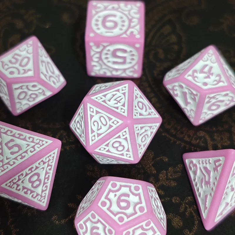 ألعاب النرد TRPG DND مجموعة النرد معظم البوب متعدد الألوان مذهلة نمط الخط الرجعية ونمط لعبة لوحة الترفيه التذكارية #1