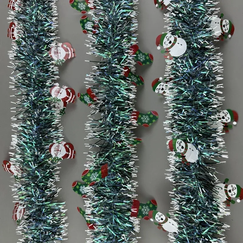 1PC Christmas Ribbon, Latte Art, Santa Claus, Socks, Snowman, Woolen Strips, Decorative 2 Meters Long