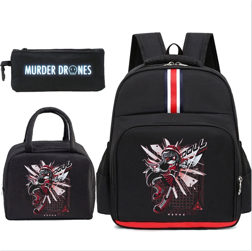 

Novelty Murder Drones Printed 3pcs/Set Multi-function Student School Bags 3pcs Set Anime Children Backpack Lunch Bag Pencil Case