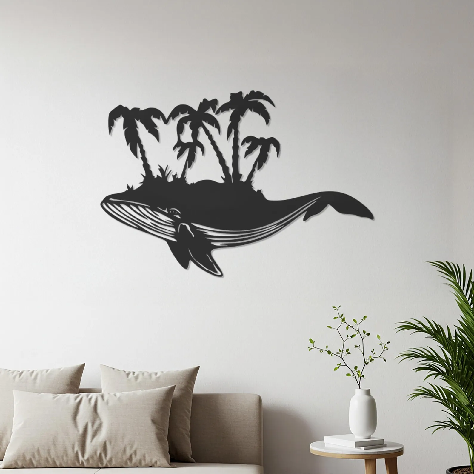 CIFbuy Whale Metal Wall Art Tropical Ocean Silhouette Coastal Beach House Decor Elegant Hanging Ornament Home Gift