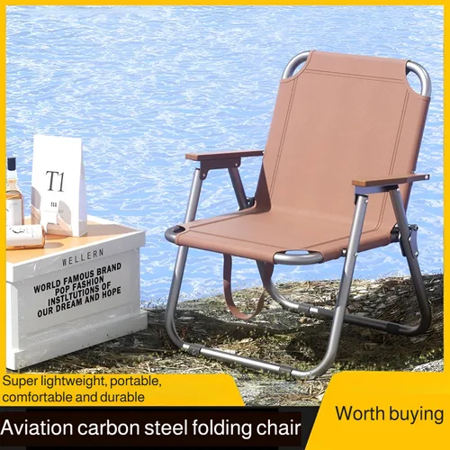 Imagen 1 del producto Silla de Camping portátil, silla de tela Oxford para Picnic, silla para pescar en la playa, silla de playa plegable para exteriores con estera antideslizante de aluminio negro