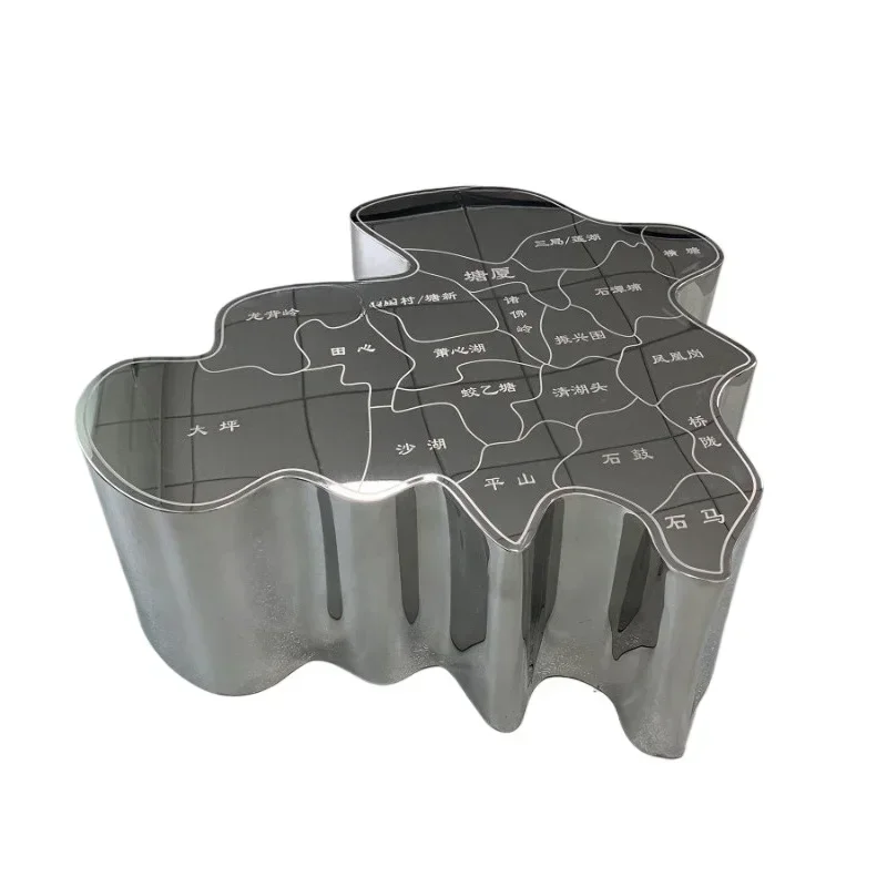 Modern minimalist creative map stainless steel living room coffee table villa company hotel model room meeting room