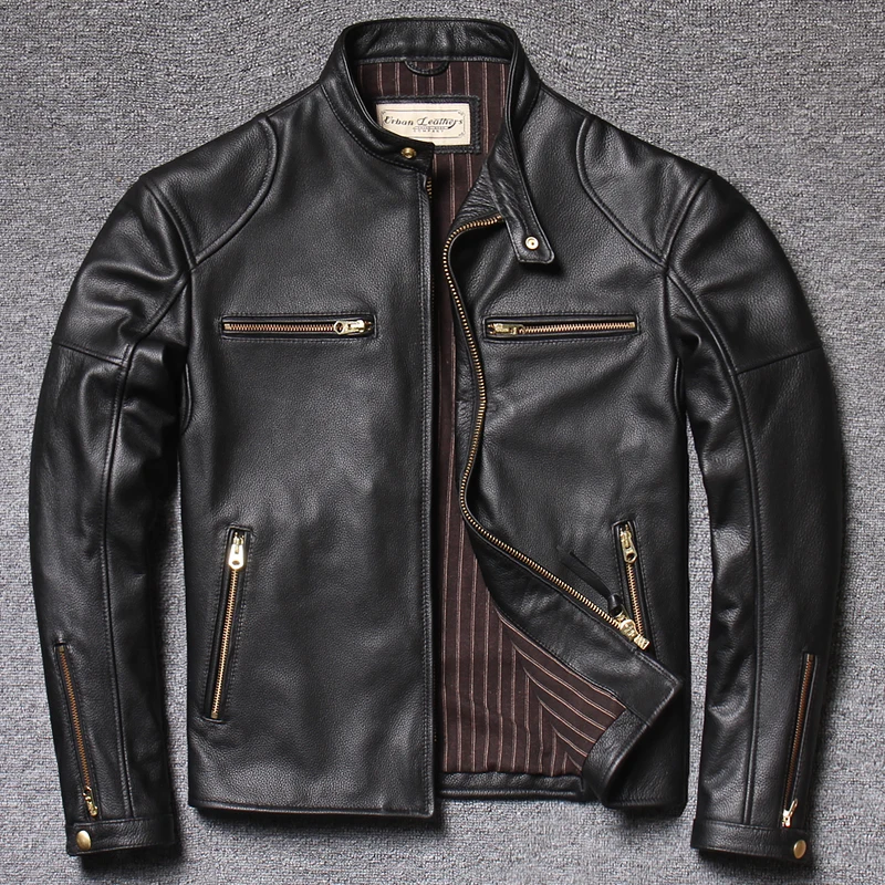

2025 Men's Leather Motorcycle Jacket Spring Genuine Leather Jackets Men Sheepskin Short Coat for Men Plus Size Biker Outerwear