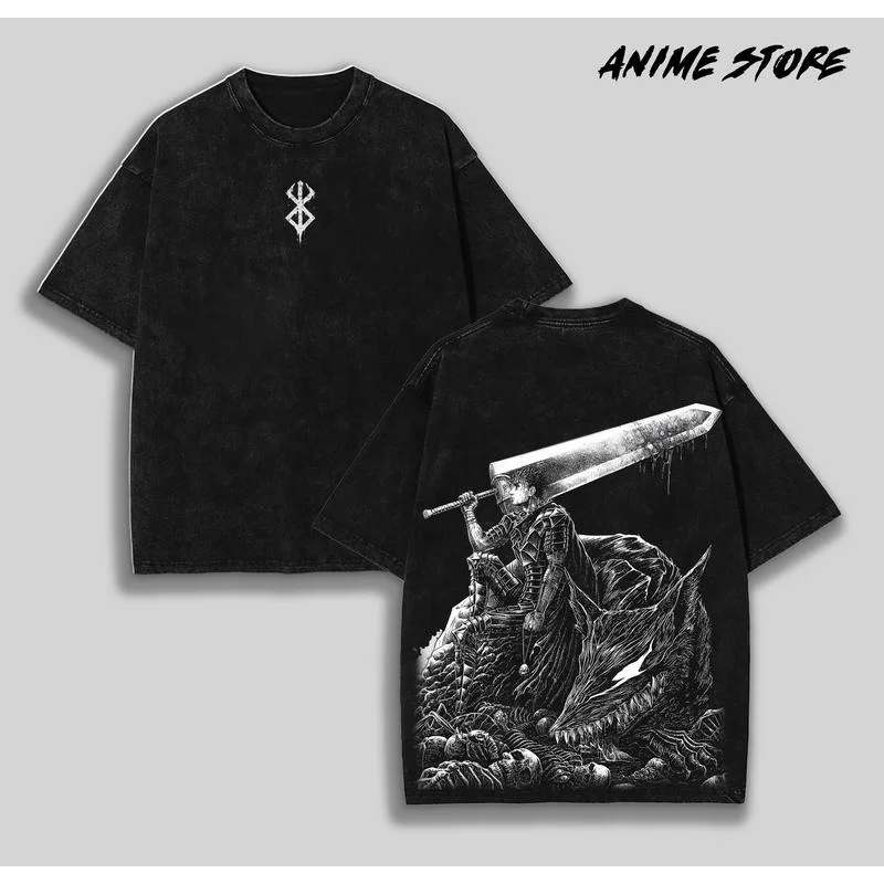 

Retro Heavy Limited Guts X Berserk Beast Of Darkness Anime Clothing Double Printed Vintage Unisex Oversize Anime Manga Merch Was