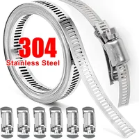304 Stainless Steel Hose Clamps Strap DIY Sized Screw Band with Fasteners Worm Gear Clip Adjustable Tube Pipe Ducting Hose Clamp