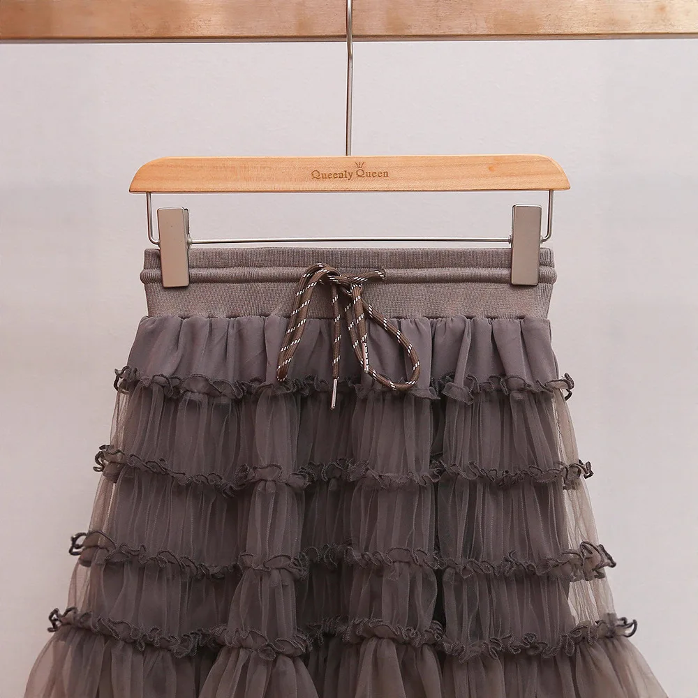 【هدية مجانية】تنورة كعكة متدرجة منتفخة لخريف وشتاء 2025 راقية ومكشكشة حلوة للنساء