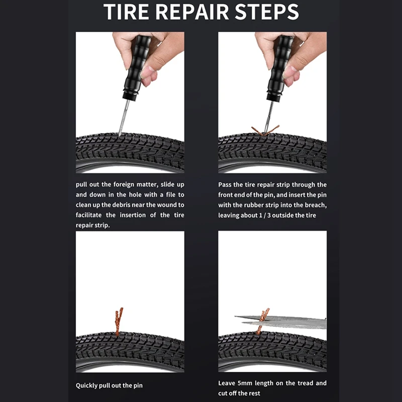 Bicycle Tubeless Tire Repair Kit Tires Fix A Puncture Or Flat Fast Plugger Tool For MTB And Road Bicycle