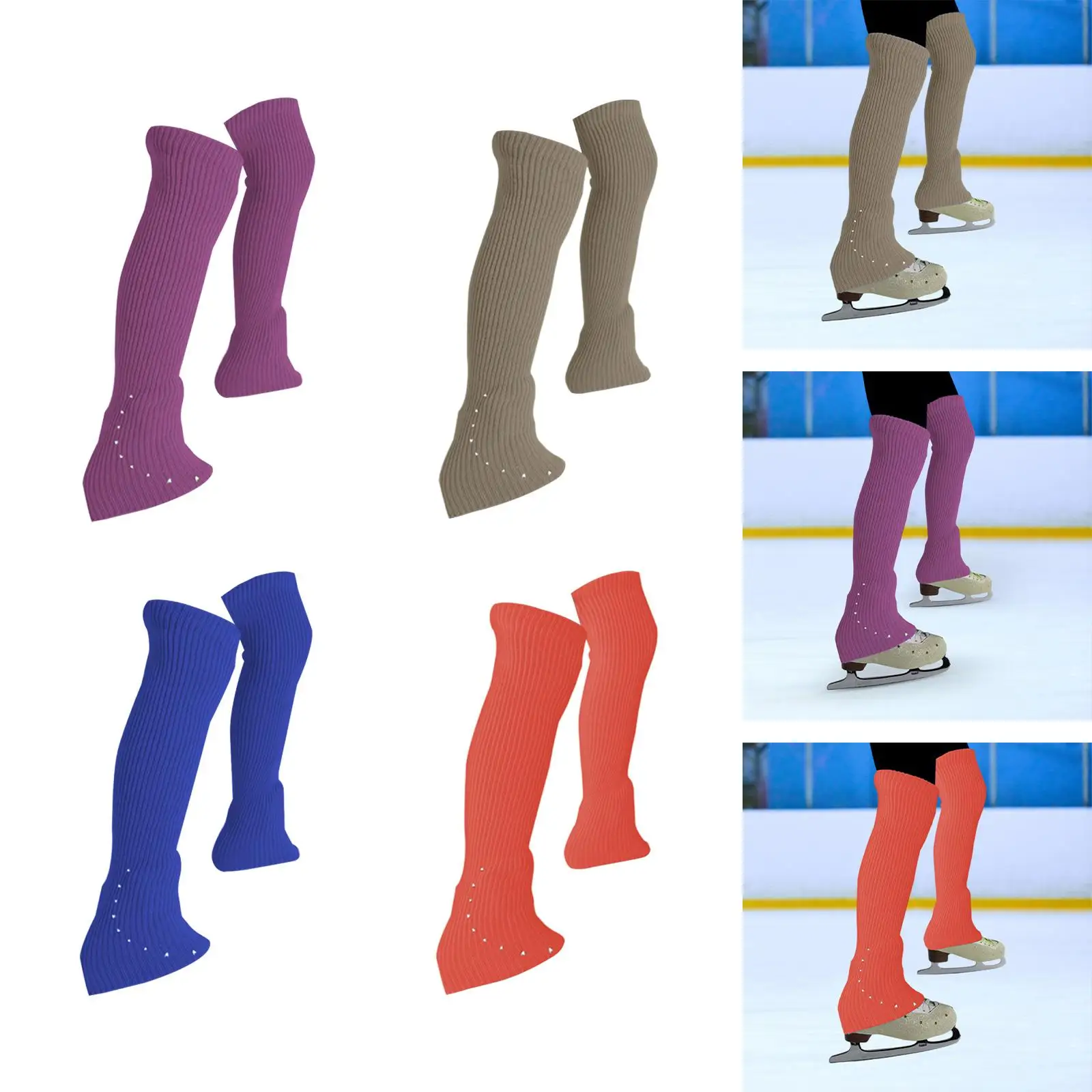 Figure Skating Leg Warmers Modern Supplies Comfortable Cover Knitted Long Leg Warmers for Sports Cold Weather Yoga Workout Dance