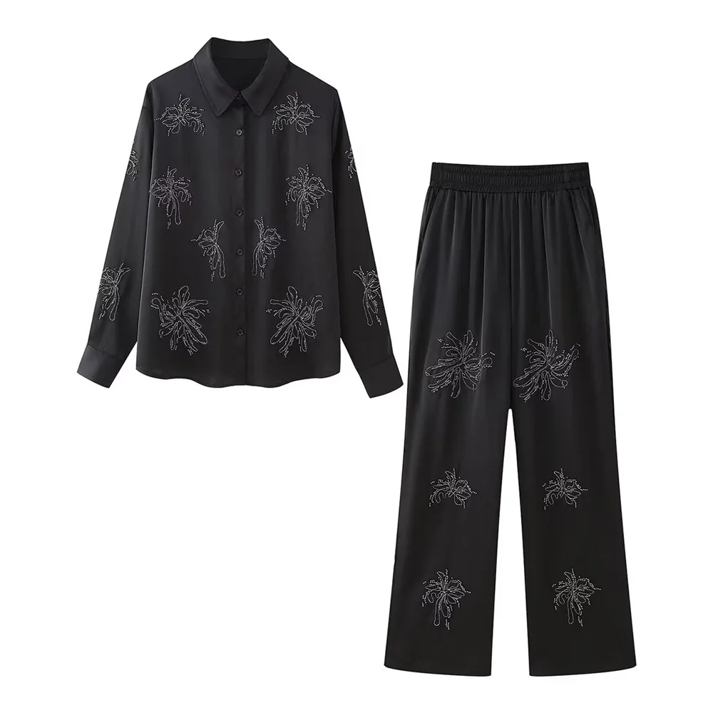 2024 Women\'s Fashion New Unique and Elegant Stock Beaded Embroidered Shirt&Pants Set