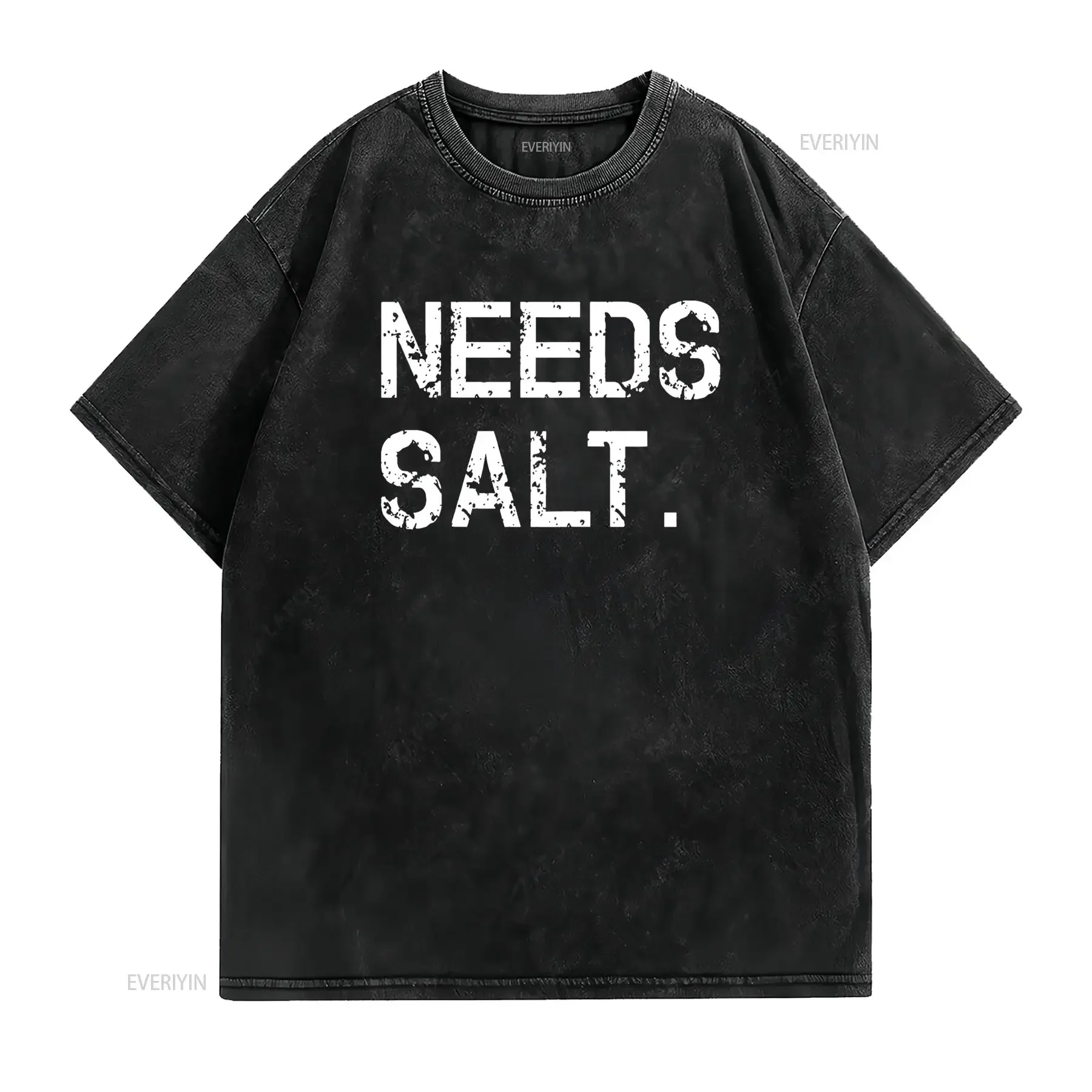 Needs SalT T Shirt Funny Cooking Chef  vintage Washed Unisex Soft fashion Breathable streetwear Comfortable Versatile