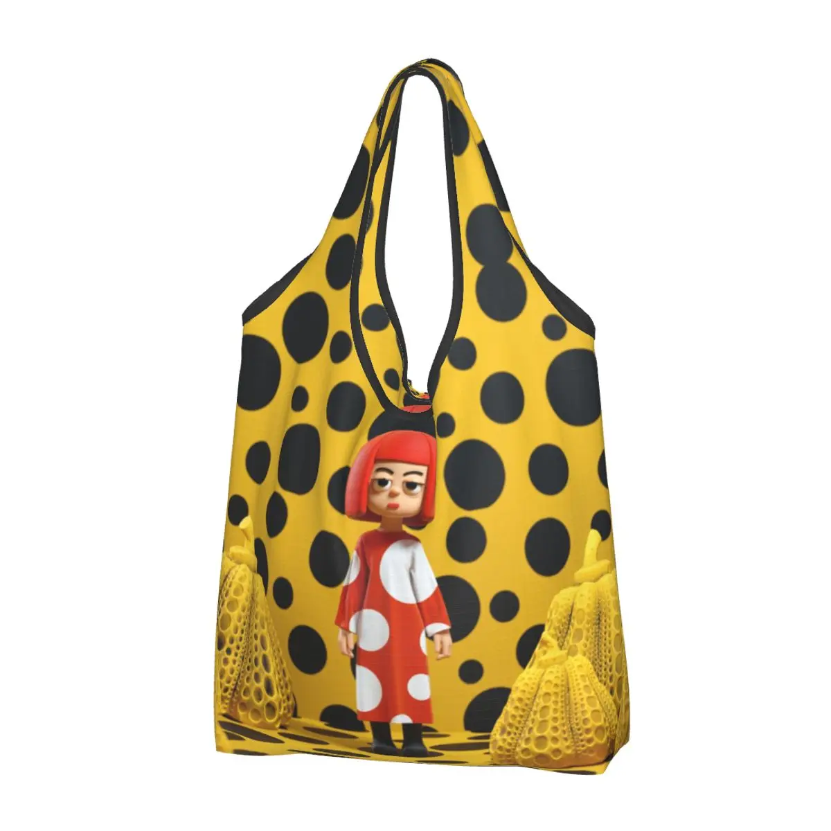 

Fashion Printed Yayoi Kusama Polka Shopping Tote Bag Portable Shopper Shoulder Pumpkin Handbag