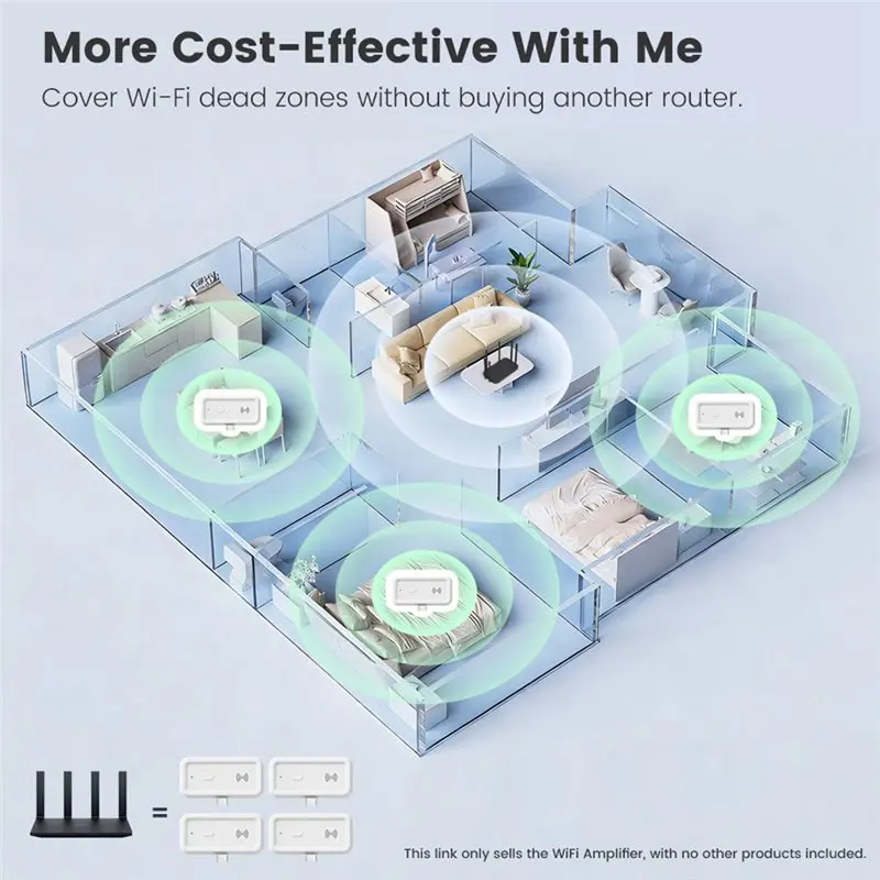 ABZZ-Tuya For Alexa/Google Assistant Compatible WIFI Range Extender With Built-In Power Amplifier Signal Booster