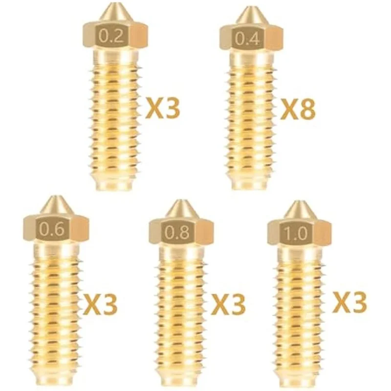 SR-20PCS مجموعة فوهات Barss للطابعة ثلاثية الأبعاد كوبرا 3، 8 قطع 0.4 مم و3 قطع 0.2 مم، 0.6 مم، 0.8 مم، مجموعة فوهات 1.0 مم