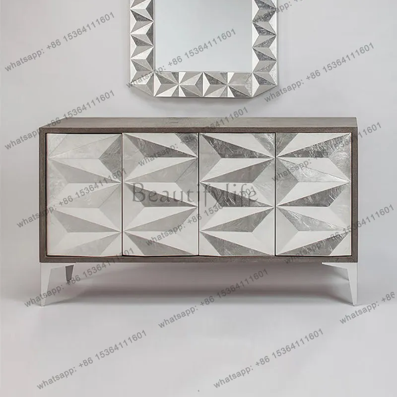 

American light luxury solid wood dining side cabinet, modern villa high-end storage side cabinet