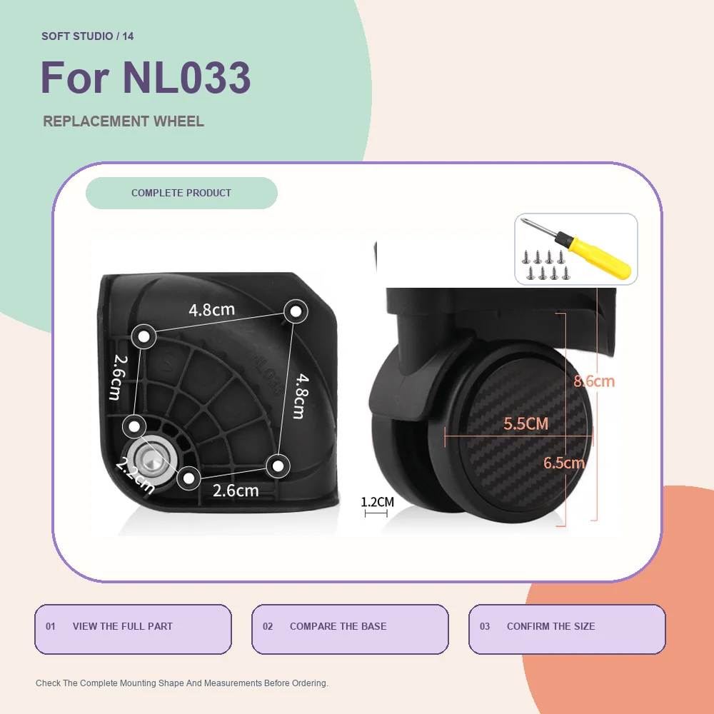 Soft Studio Suitcase Replacement Wheel For Baixiang NL033 Comfort Rolling Spinner Caster Part Premium Travel