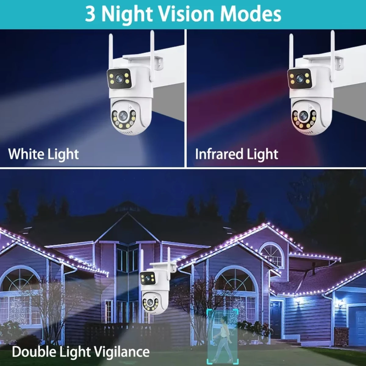 IPC360 Home 4K 8MP Dual Lens Dual Screens Mini Wireless PTZ Camera 2-Way Audio Color Night Vision Outdoor Waterproof Wifi Camera
