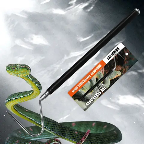 Snake Hook Remover Professional Retractable Stainless Steel Long Handle Reptile Handling Tool, Safe and Portable Snake Catcher