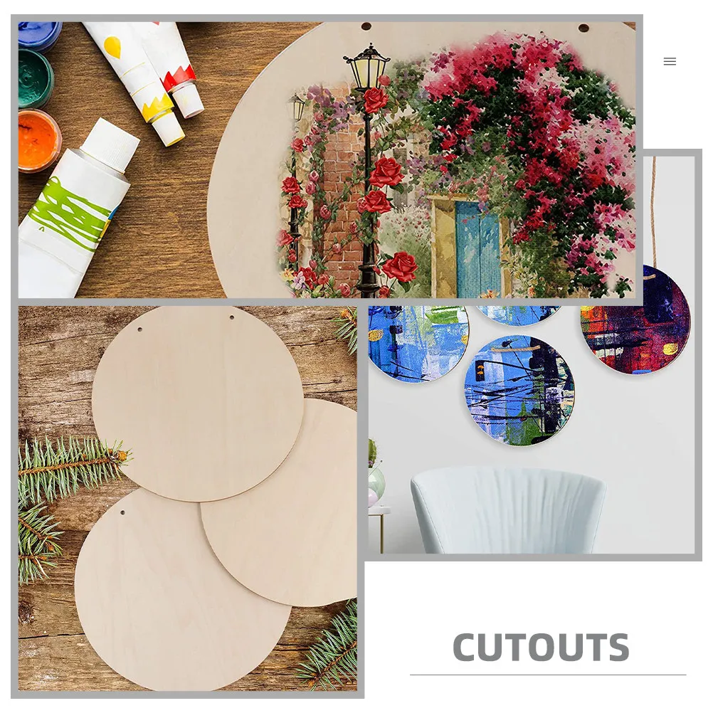 

1Set Wood Cutouts Unfinished Round Wooden Slices DIY Craft Cut Pieces Smooth Edges Safe for Painting Decoration Art Project
