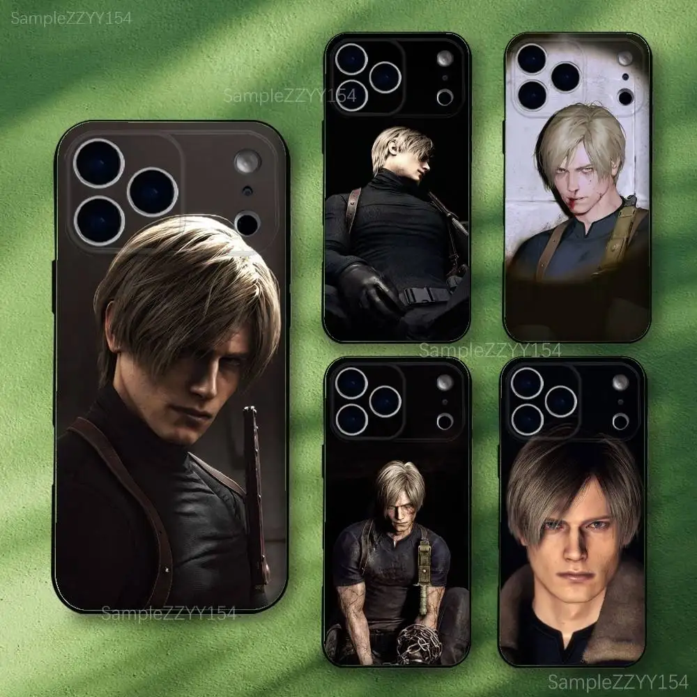 

Leon Kennedy Resident Evil 4 Phone Case For iPhone 17,16,15,14,13,12,Pro,Max,Plus,E,SE4,Air,Mini Black Soft Funda