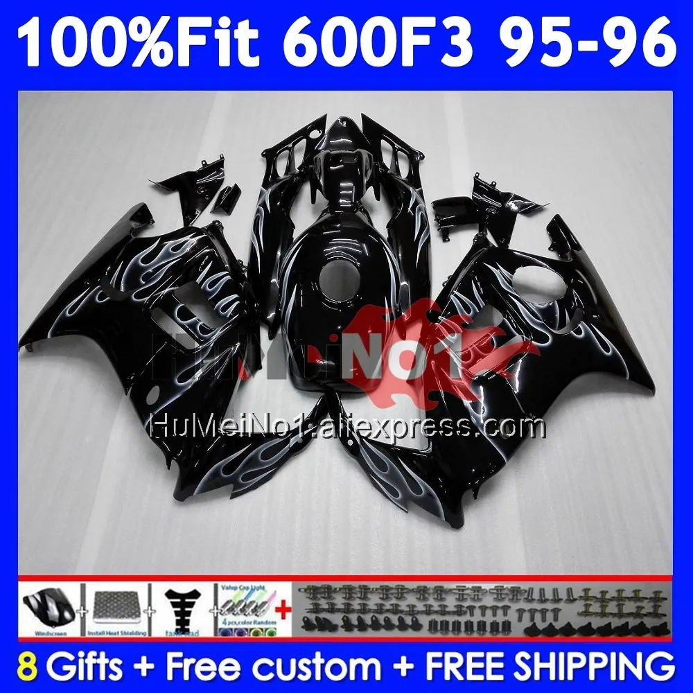 OEM Body +Tank For HONDA CBR600 F3 FS CBR600FS 38No.122 CBR 600F3 Grey flames 600 F3 CBR600F3 1995 1996 95 96 Injection Fairing