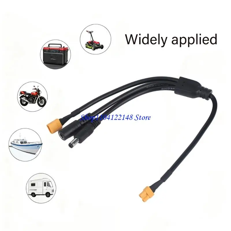 P9FA Short Power Routing Cable for XT30 and 5.5x2.1mm End Styles, 3 in 1 Charging Wire with Strain Relief for Model Vehicle Use