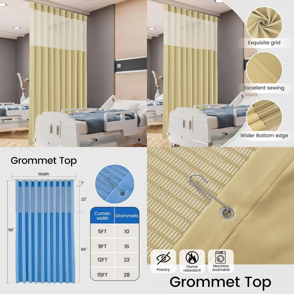 

Огнестойкие медицинские шторы-перегородки для больниц, с люверсами, 5x8 футов, бежевые