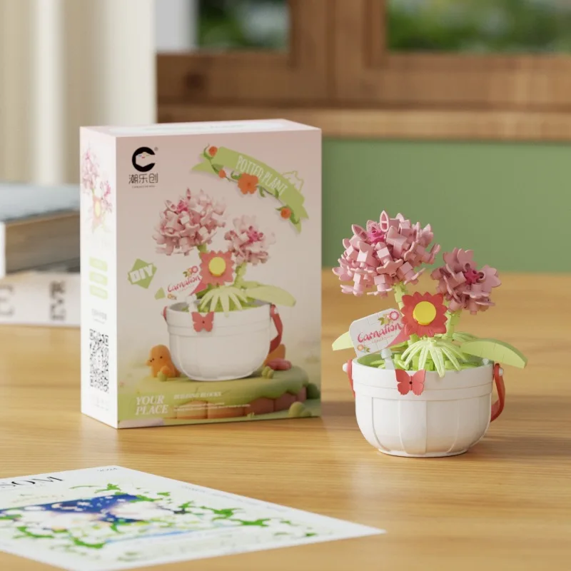 Bouwstenen voor kerstcadeaus - Creatief bloemenmandgebouw, leuk educatief doe-het-zelf puzzelspeelgoed