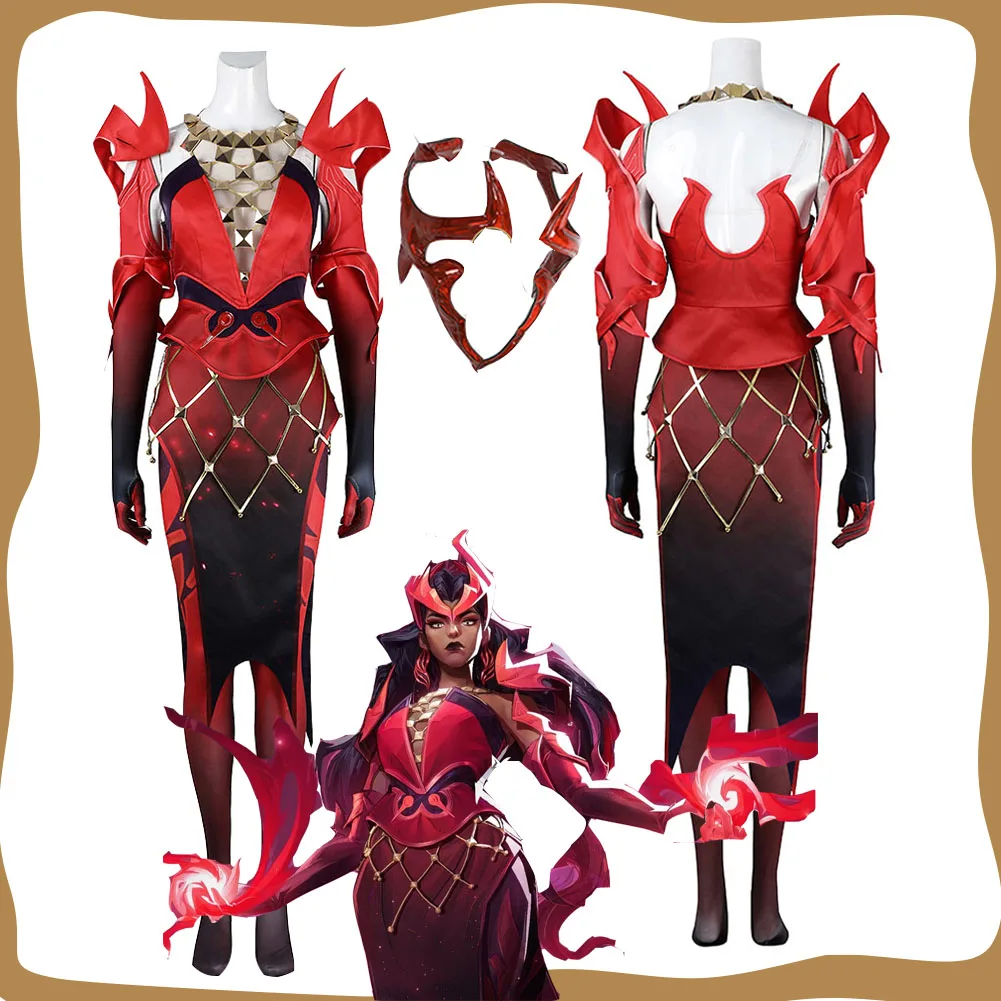 

Scarlet Witch Cosplay Costume Game Rivals Disguise Headwear Clothing For Adult Women Girls Fantasy Halloween Carnival Party Suit