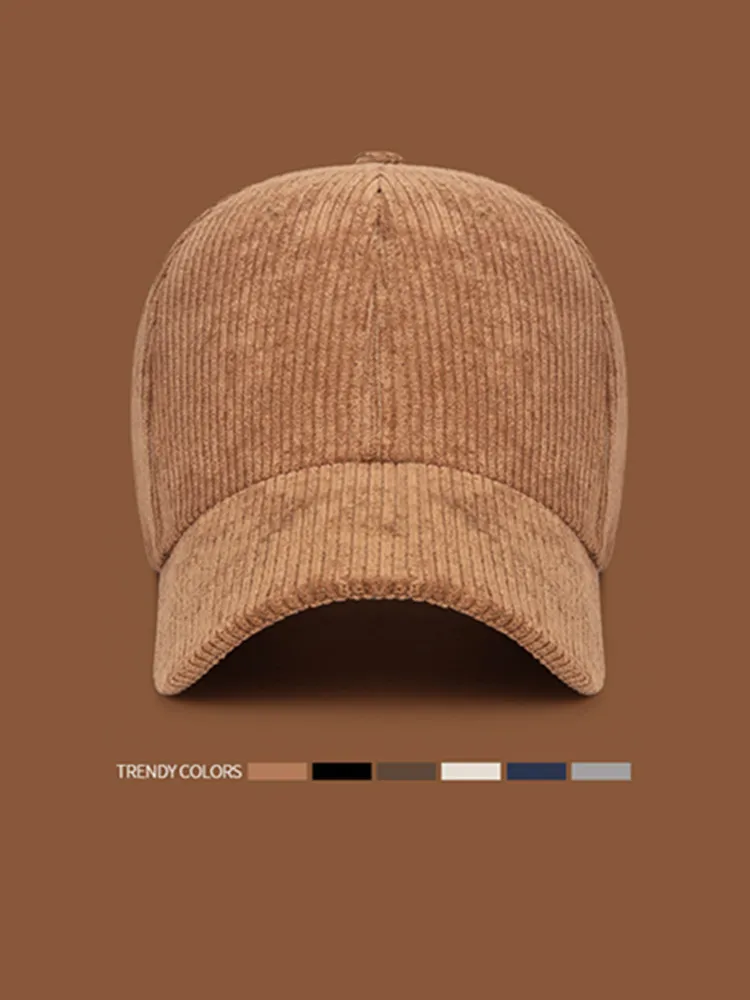 Vielseitige, lässige und bequeme Entenschnabelkappe – einfarbige Unisex-Sonnenschutz-Baseballkappe aus Cord – Detail 4