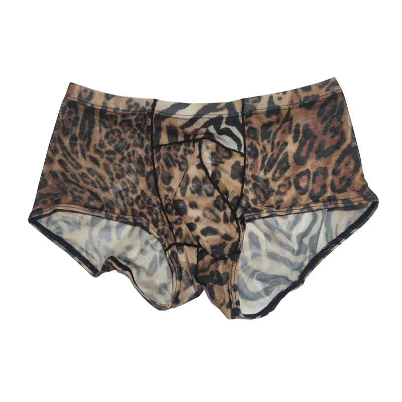 Mens Hot Leopard Low Waist Sheath Gay Brief Underwear