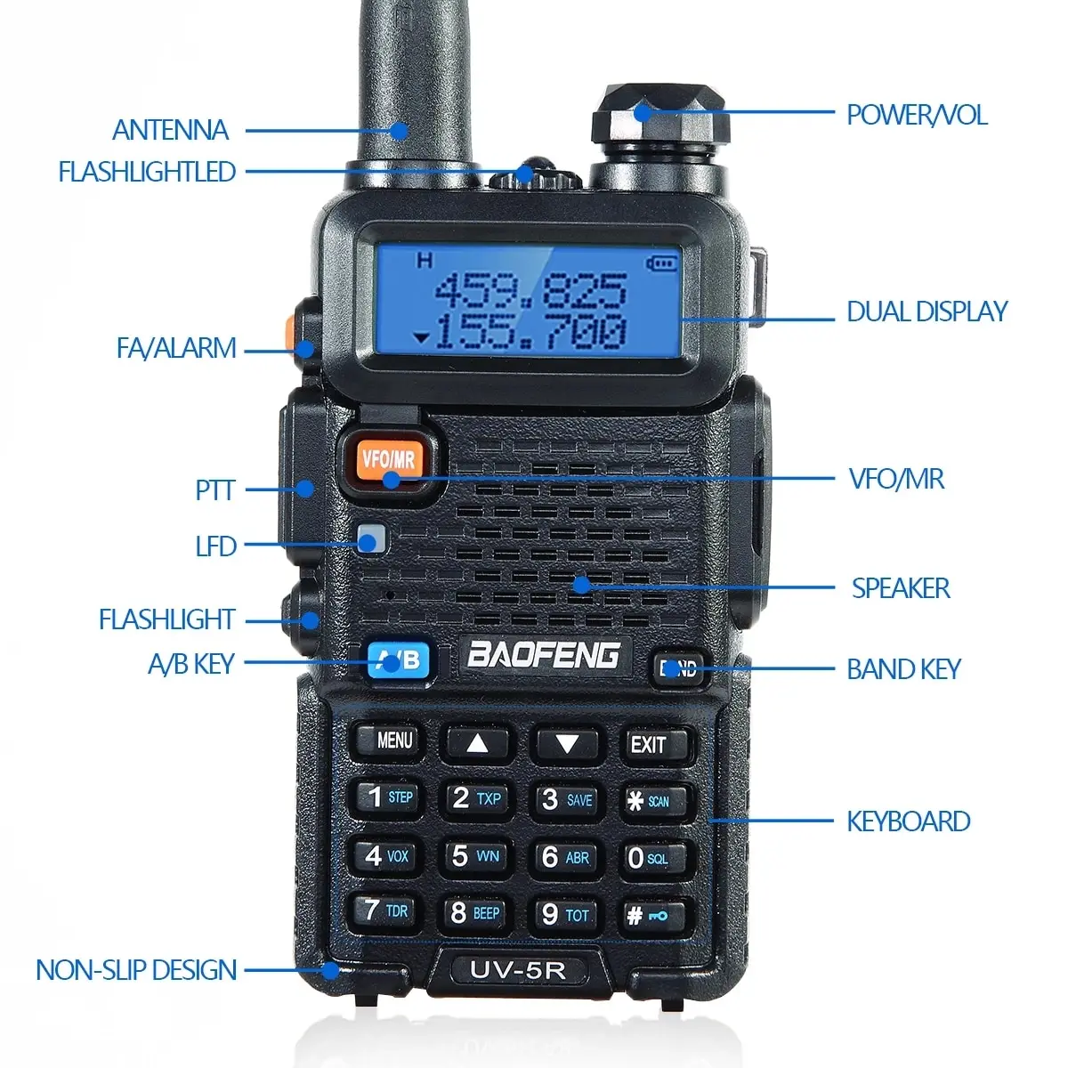 جهاز اتصال لاسلكي Baofeng UV 5R 5W جهاز إرسال واستقبال لاسلكي محمول Ham CB ثنائي الموجات VHF UHF FM راديو ثنائي الاتجاه UV82 UV9R Plus