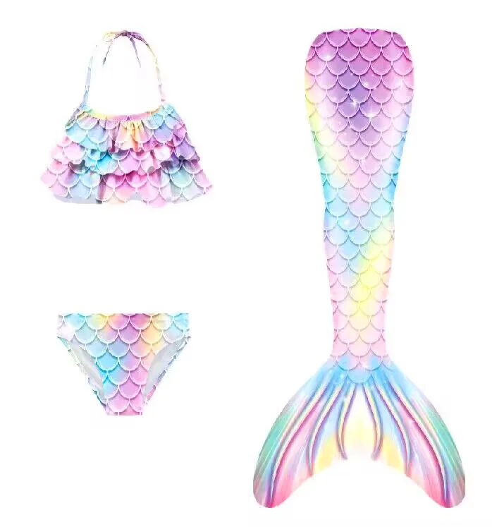 2024 Girls Tail Mermaid Tails Beach Costume Clothing With Monofins Bikini Swimming Cosplay Littli Mermaid Tail Children Swimwear