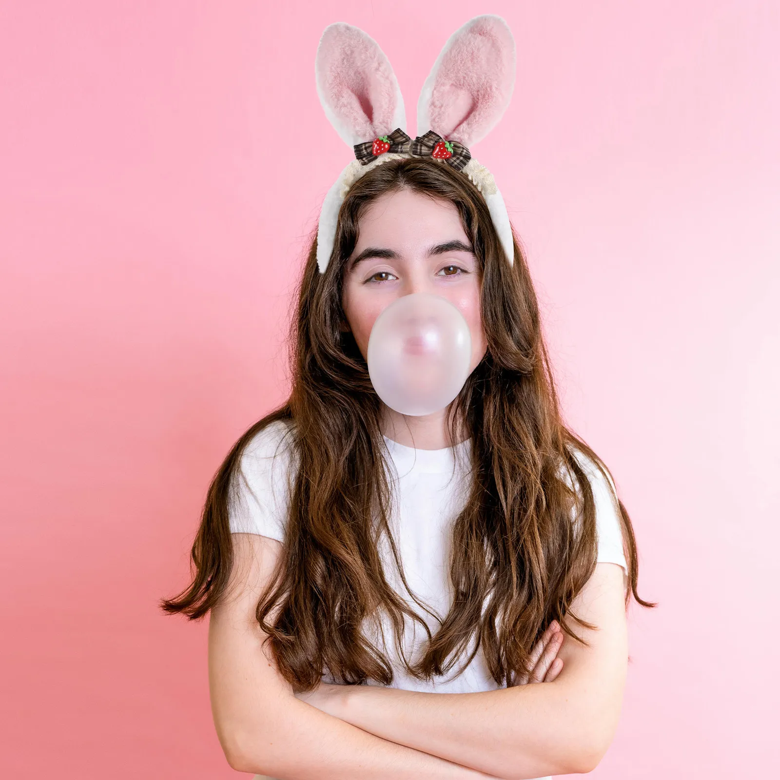 Bunny Ears Headband Cute Rabbit Ear Hair Hoop Animal Headband Cosplay Accessories Women Spa Headwrap Makeup Washing Face