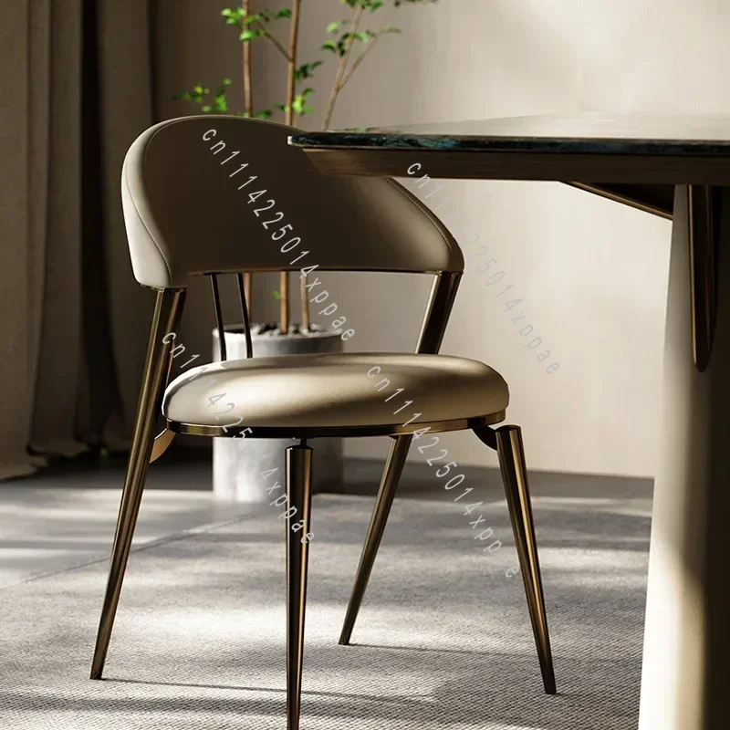 Italian Minimalist Dining Chair Modern Back Luxury Designer Hotel Home Restaurant Leather Chair