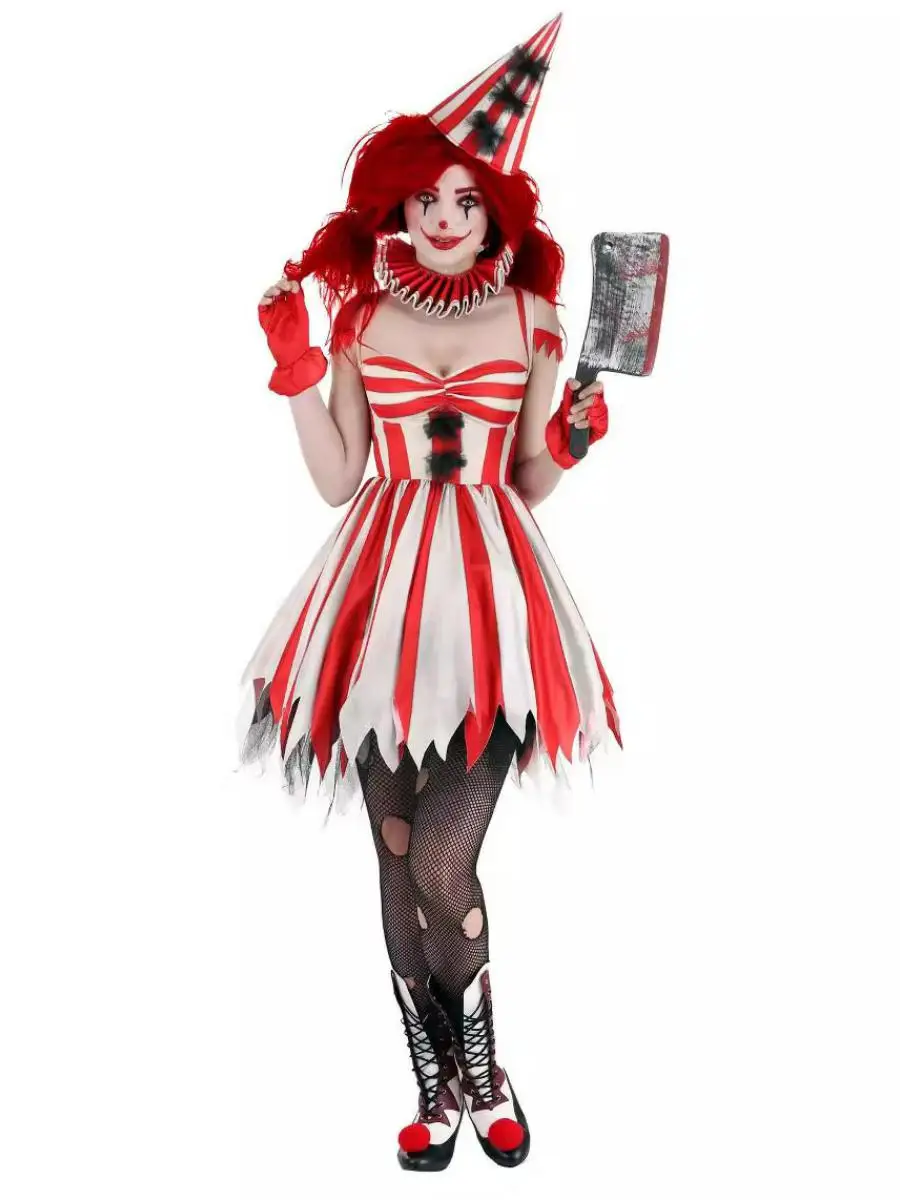 Kwade Clown Kostuum Heks Rollenspel Par Prestaties Dames Halloween Outfit Musoom Alla Merk 2024 Zomer Nieuw A...