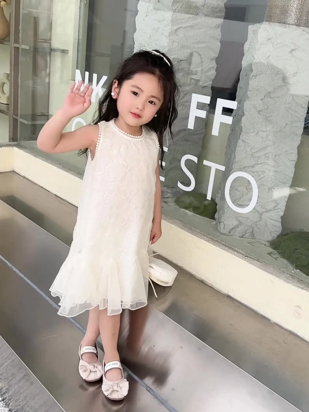 Children\'s Dress Summer New Korean Version of the Princess Dress Fashion Pearl Sleeveless Dress Pure White Undershirt Dress