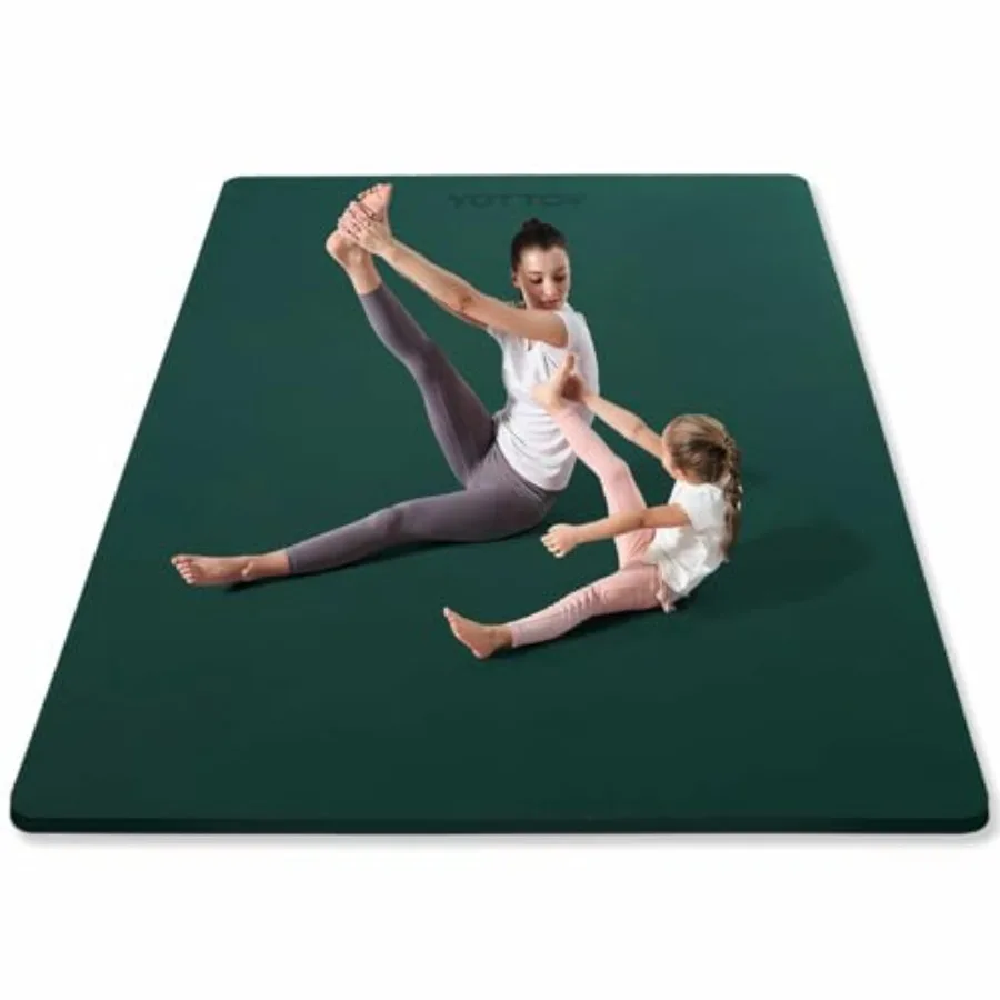 

Large Yoga Mat 75x52x1/2inch Extra Wide TPE Exercise Mat Non-Slip for Pilates Fitness Barefoot Home Gym Studio with Strap and T